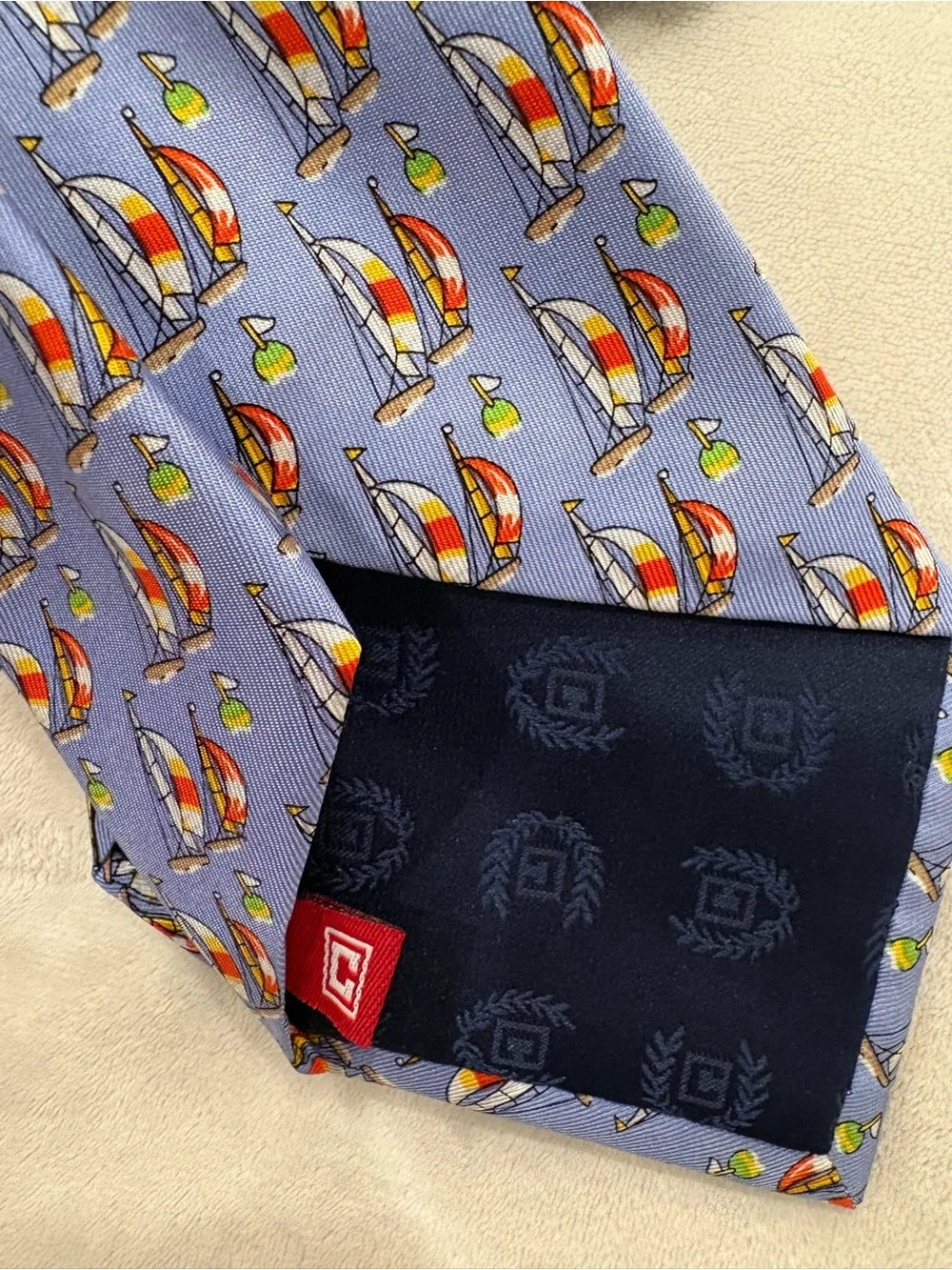 Chaps Men's Light Blue sailboat Patterned Silk Tie